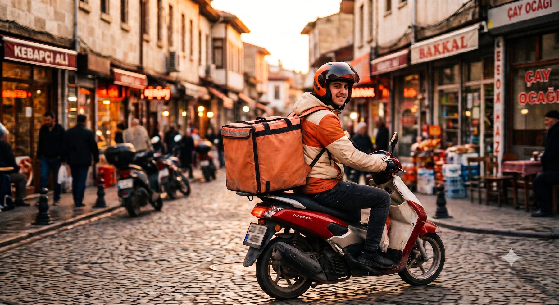 Tıkır kuryesi Elazığ sokaklarında scooter ile teslimatta